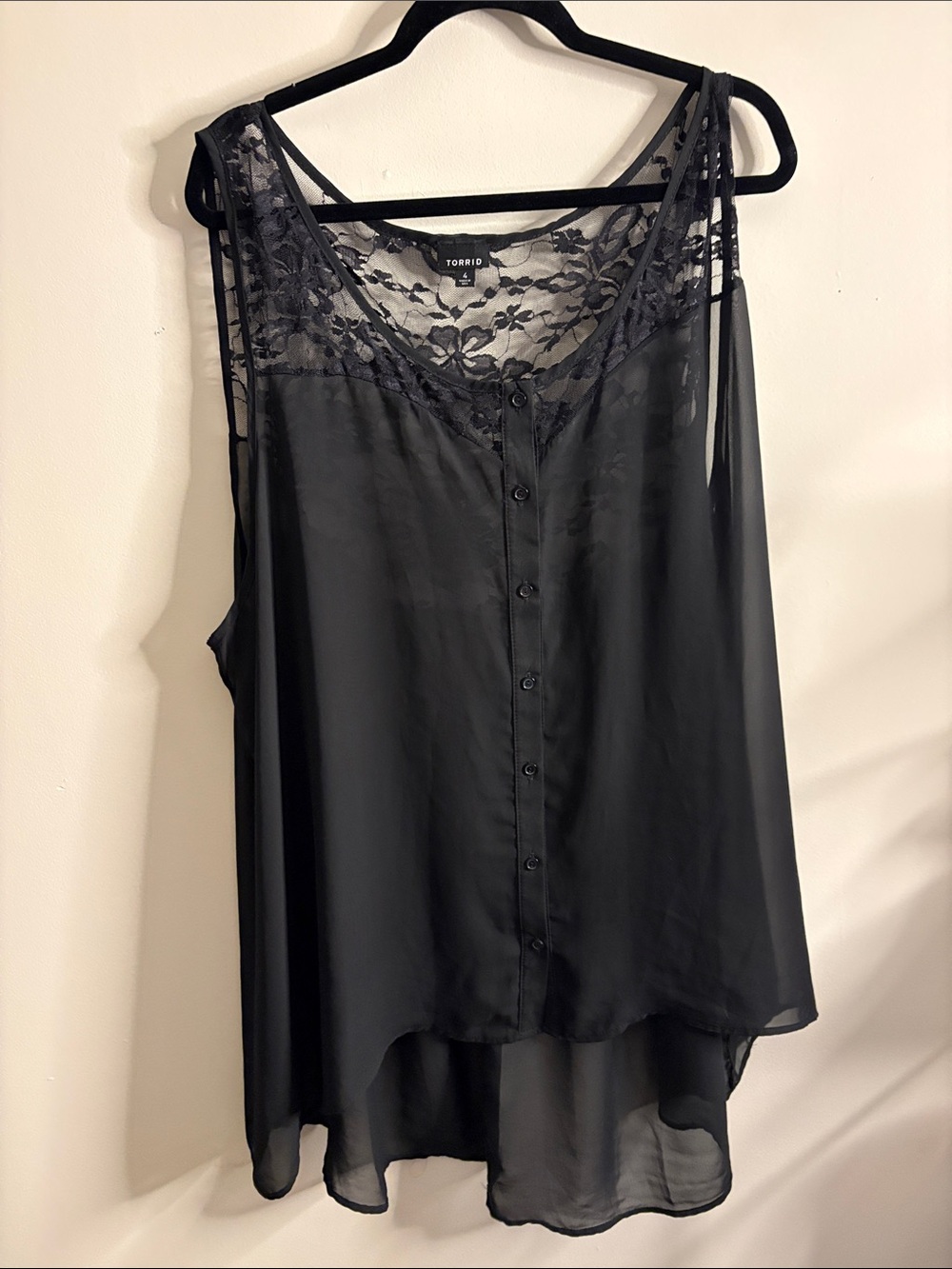 torrid Black Lace Yoke Sleeveless Tunic